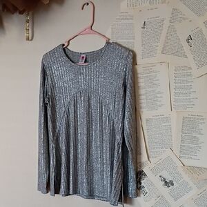 Silver Long Sleeve Top